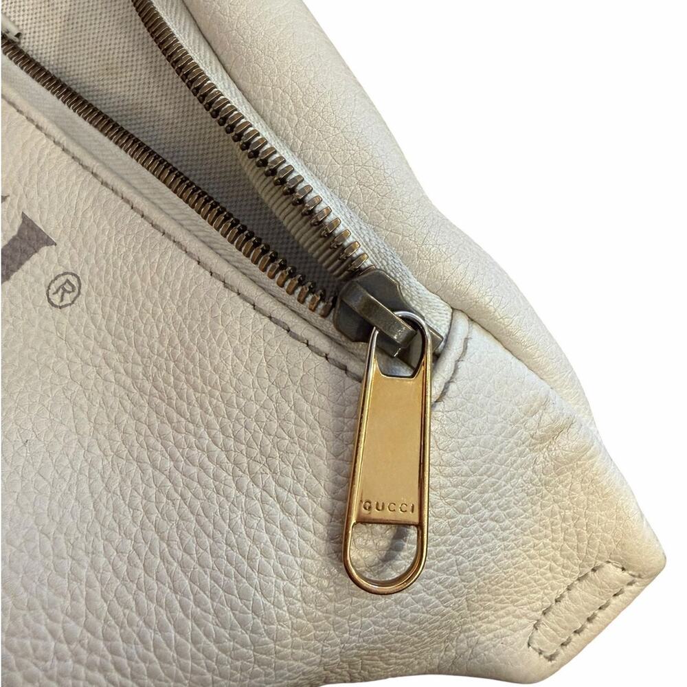 Authentic Gucci Print Leather Belt Bag White Logo Web Stripe Crossbody - Picture 9 of 11
